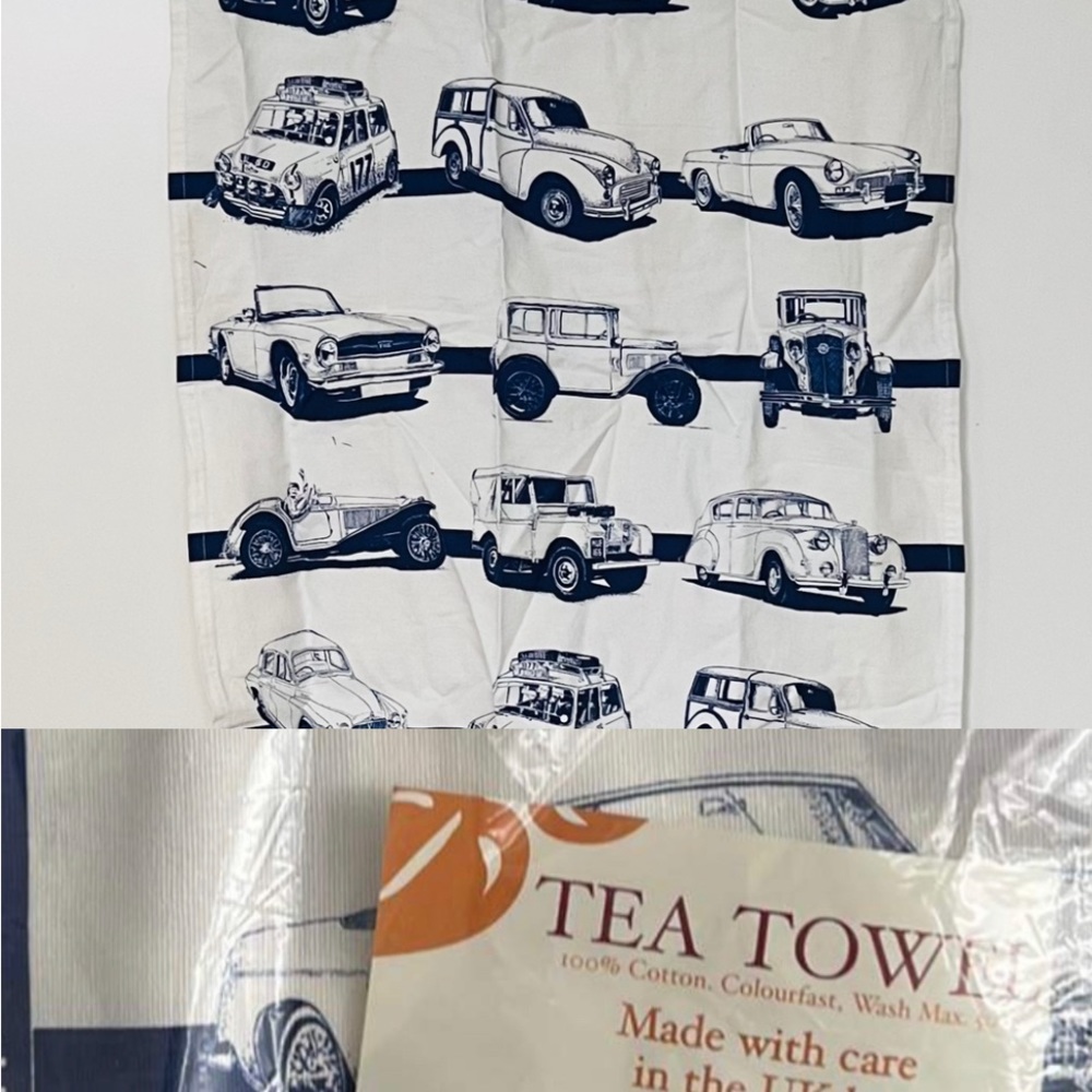 TEA TOWEL CARS NWT British Motor Centre tea towel Vintage English MINI C… - Picture 6 of 16
